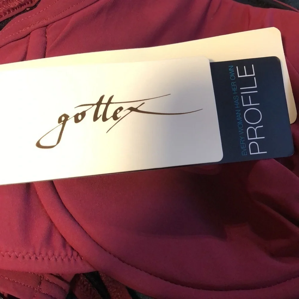 NWT Profile by Gottex Bikini Swim Top 38 E Red Merlot